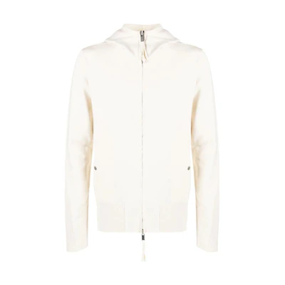 Thom Browne SS23 White Zip-Up Hoodie for Men - Solid Color Long Sleeve MSJ58101
