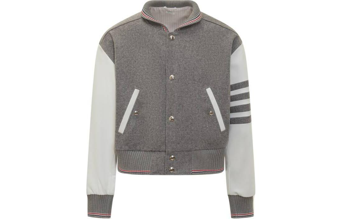 Thom Browne SS24 4-Stripe Merino Wool Blazer Jacket in Dark Gray MJO209X-05507-035