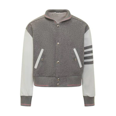Thom Browne SS24 4-Stripe Merino Wool Blazer Jacket in Dark Gray MJO209X-05507-035
