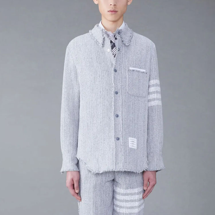 Thom Browne SS24  4-Bar Tweed Long-Sleeve Jacket in Medium Grey. MJO055T-F0512-035 圖 3