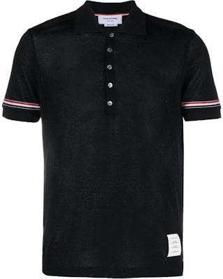 THOM BROWNE SS24 Kaos Polo Santai Lengan Pendek Biru Stripe-Cuff. MJP193A-J0129-415 Order THOM BROWNE SS24 Kaos Polo Santai Lengan Pendek Biru Stripe-Cuff. MJP193A-J0129-415