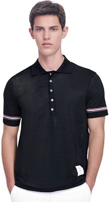 THOM BROWNE SS24 Kaos Polo Santai Lengan Pendek Biru Stripe-Cuff. MJP193A-J0129-415 Lookbook THOM BROWNE SS24 Kaos Polo Santai Lengan Pendek Biru Stripe-Cuff. MJP193A-J0129-415