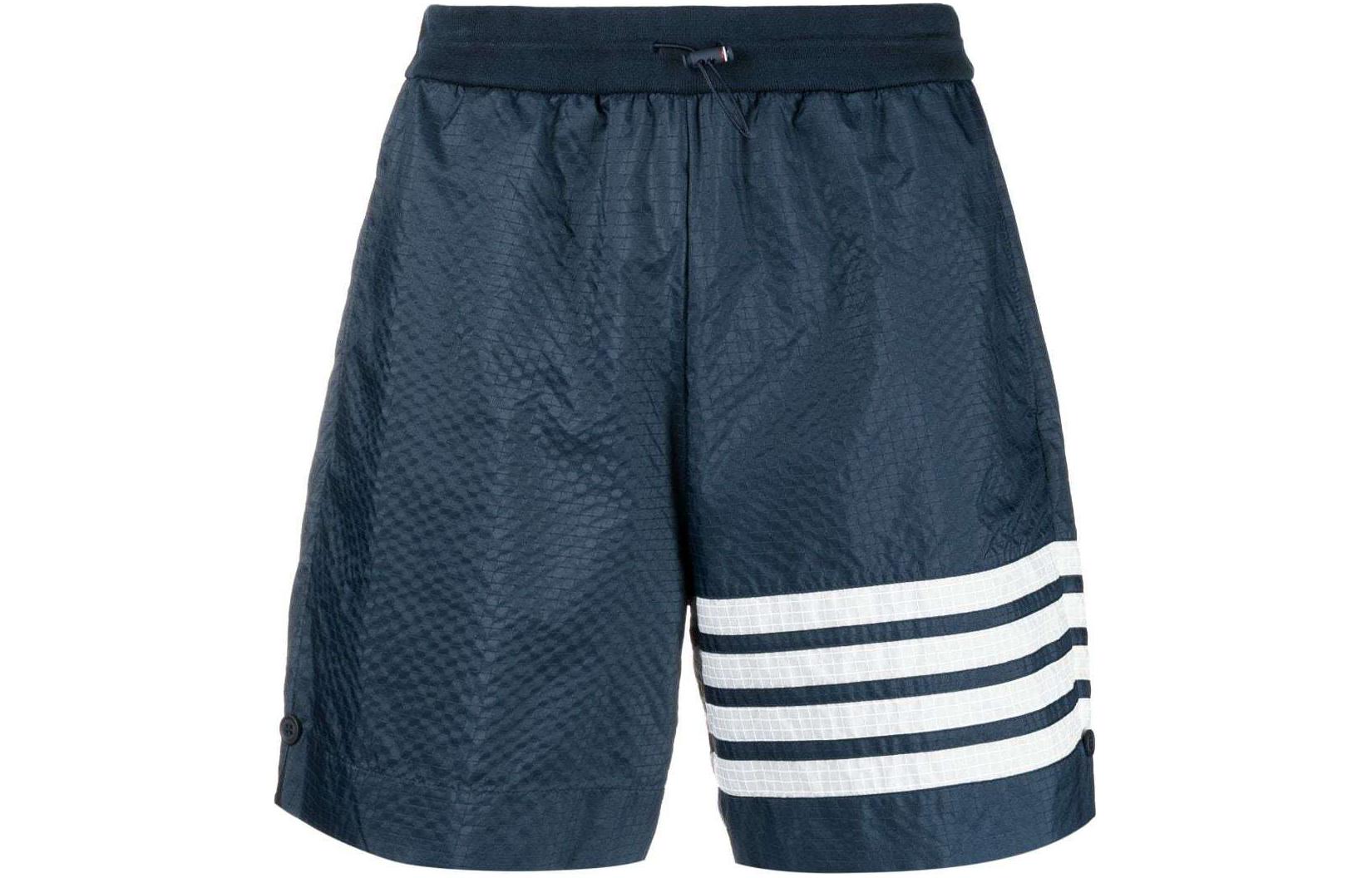 Thom Browne SS24  Classic 4-Bar High-Waist Relaxed Shorts Navy Blue. MJQ197A-F0517-415