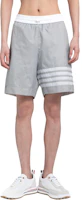 Lookbook Thom Browne SS24 Celana Pendek Kasual 4-Bar Mid-Rise Abu-Abu. MJQ197A-F0517-055