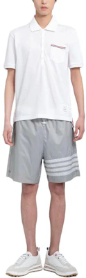 Thom Browne SS24 Classic 4-Bar Mid-Rise Casual Shorts Grey. MJQ197A-F0517-055 Details for Thom Browne SS24 Classic 4-Bar Mid-Rise Casual Shorts Grey. MJQ197A-F0517-055