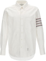 THOM BROWNE SS24 Classic 4-Bar Stripe White Long-Sleeve Shirt. MWL395AF0313100 THOM BROWNE SS24 Classic 4-Bar Stripe White Long-Sleeve Shirt. MWL395AF0313100