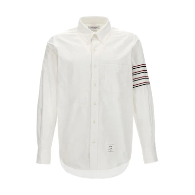 THOM BROWNE SS24 Classic 4-Bar Stripe White Long-Sleeve Shirt. MWL395AF0313100