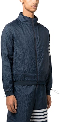 THOM BROWNE SS24 Classic 4-Stripe Zip Jacket Blue Long Sleeve Top. MJT425A-F0517-415 Shop THOM BROWNE SS24 Classic 4-Stripe Zip Jacket Blue Long Sleeve Top. MJT425A-F0517-415