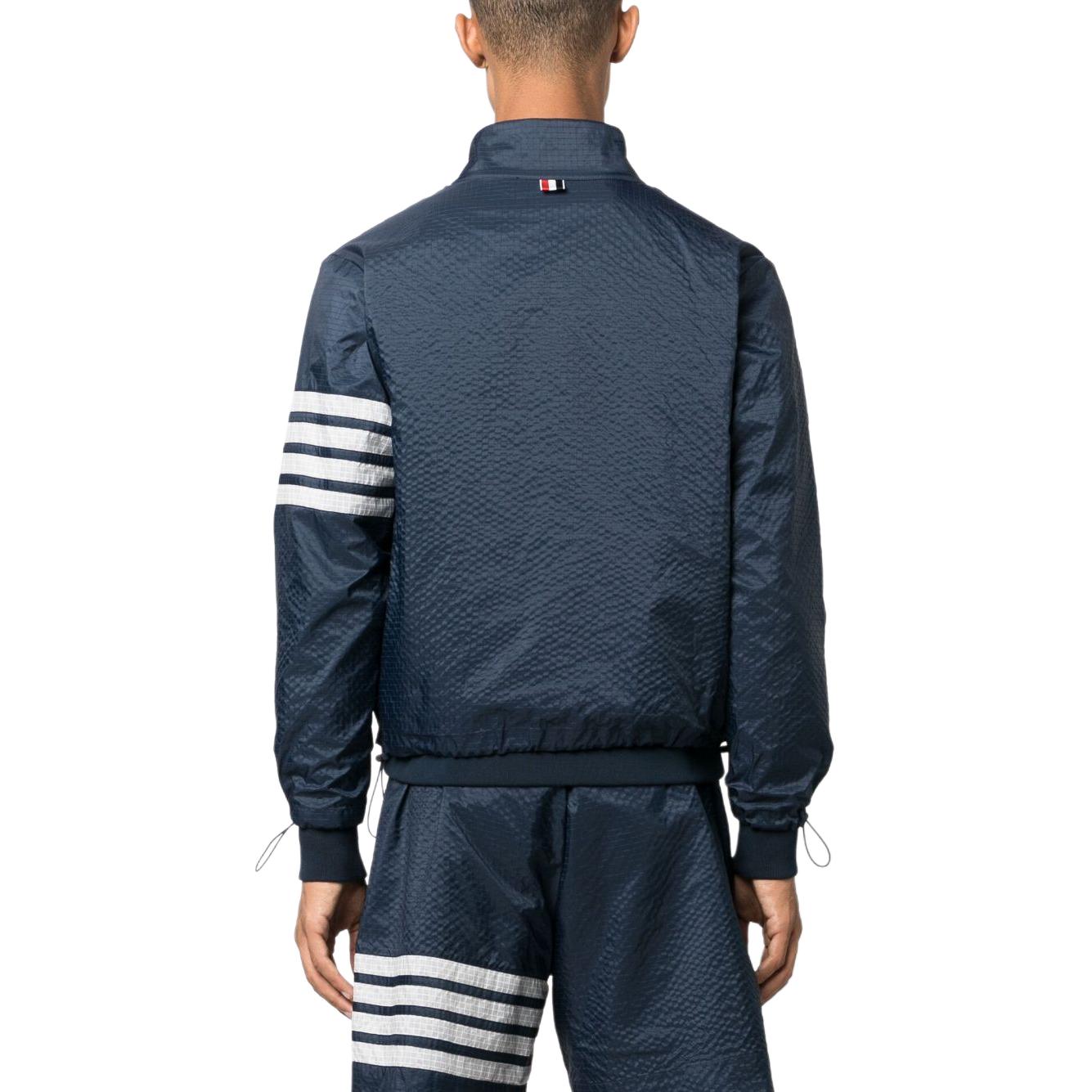 Purchase THOM BROWNE SS24  Classic 4-Stripe Zip Jacket Blue Long Sleeve Top. MJT425A-F0517-415