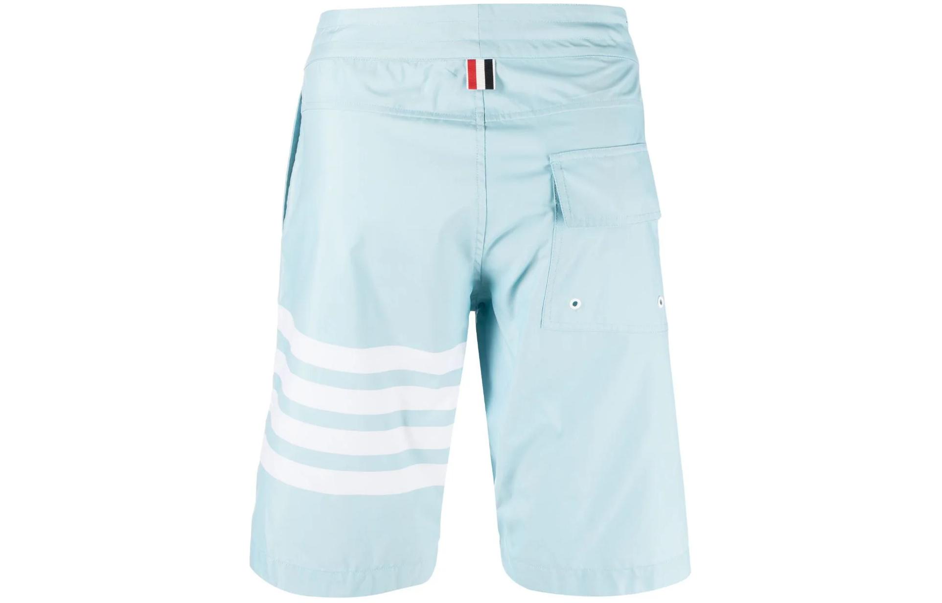 Lookbook トムブラウン SS24 クラシック 4ストライプ ミッドウエスト ブルーカジュアルショーツ MTT029A-07538-460