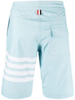 Lookbook THOM BROWNE SS24 Celana Pendek Biru 4-Stripes Klasik Mid-Waist Casual. MTT029A-07538-460