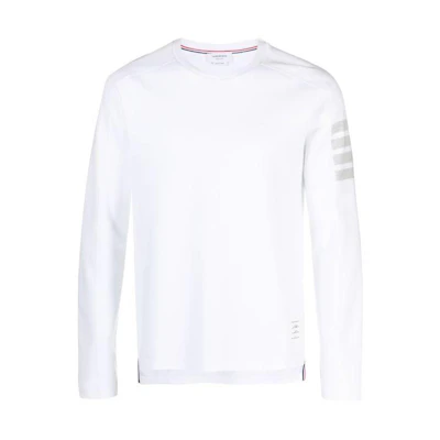 THOM BROWNE SS24 Classic Four-Bar Long Sleeve Knit T-Shirt White MJS245A-07323-100