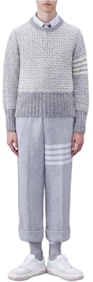 톰브라운 SS24 클래식 포바 울 모헤어 크루넥 스웨터 그레이 MKA489A-Y1506-055 Order 톰브라운 SS24 클래식 포바 울 모헤어 크루넥 스웨터 그레이 MKA489A-Y1506-055