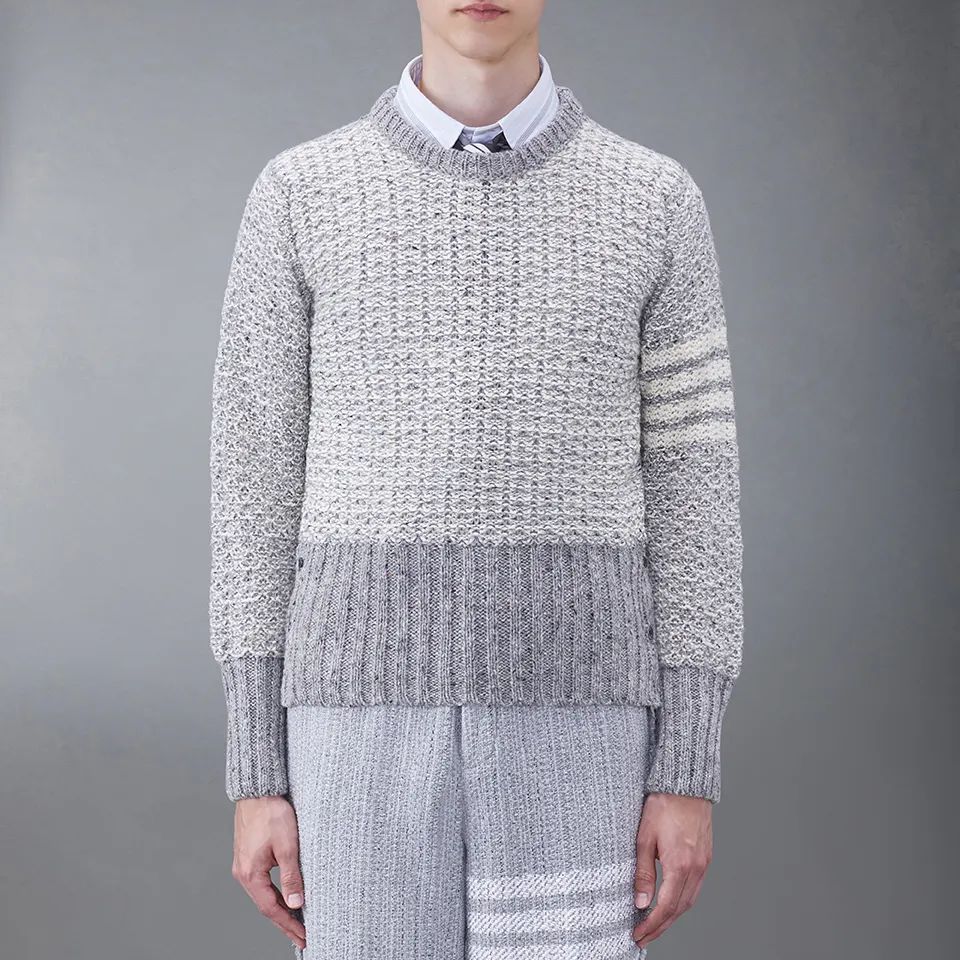 Lookbook 톰브라운 SS24 클래식 포바 울 모헤어 크루넥 스웨터 그레이 MKA489A-Y1506-055