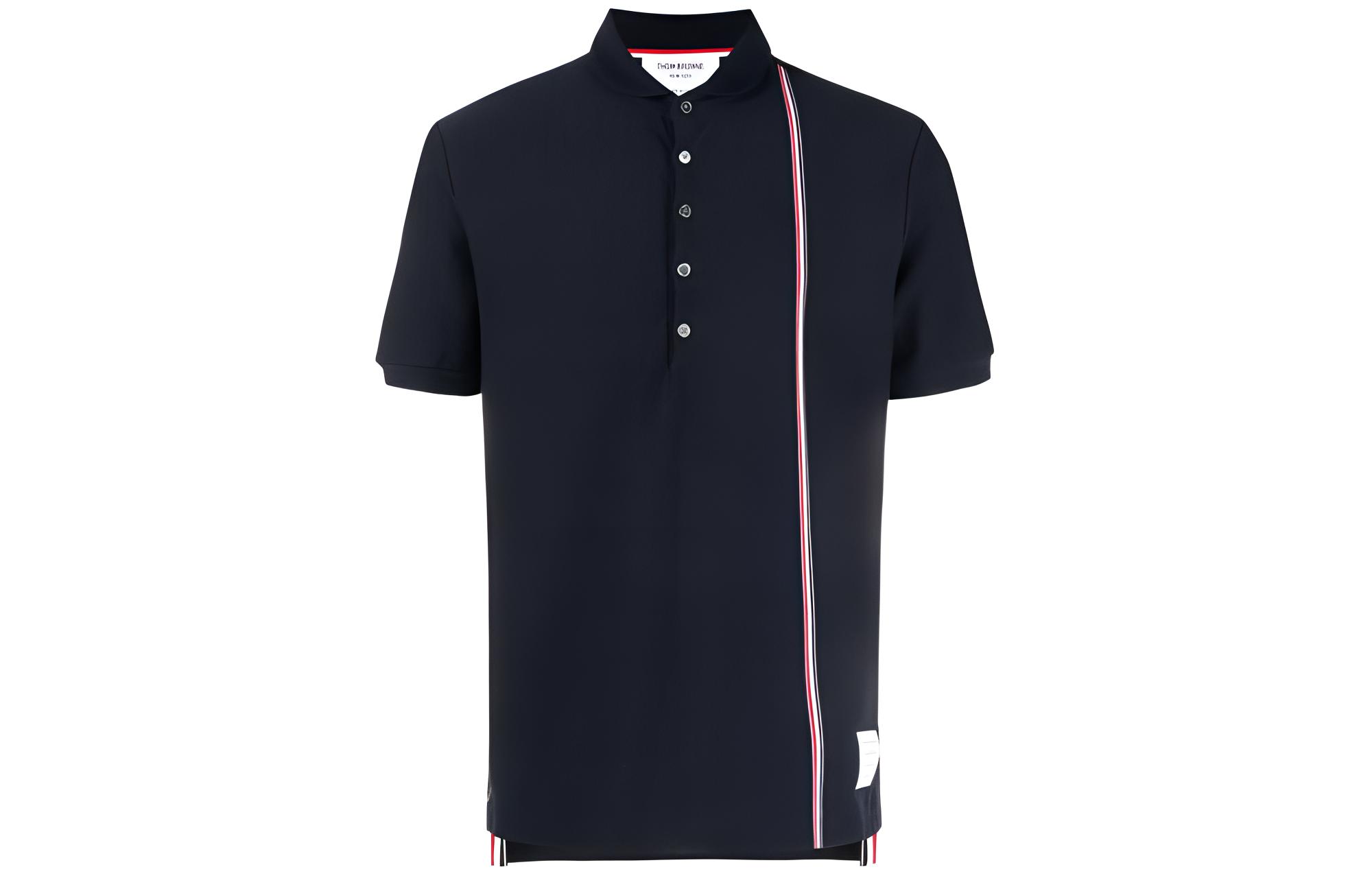 THOM BROWNE SS24  Classic Stripe Polo Shirt Navy Blue. MJP196A-J0138-415