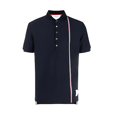 THOM BROWNE SS24 Classic Stripe Polo Shirt Navy Blue. MJP196A-J0138-415