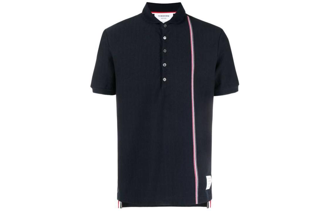 Order THOM BROWNE SS24 Polo Clásico a Rayas Azul Marino. MJP196A-J0138-415