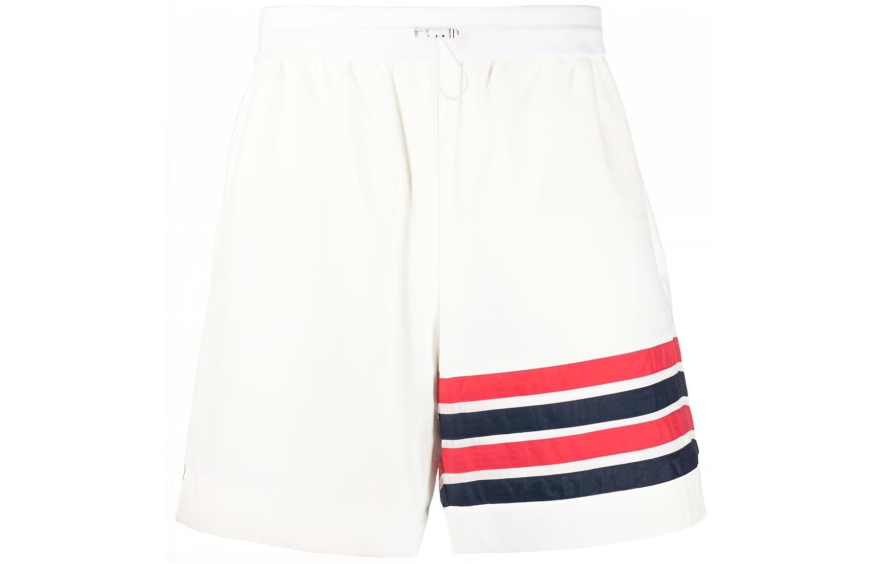 THOM BROWNE SS24  Classic White High-Waisted Straight-Cut Shorts. MJQ197A-F0517-100