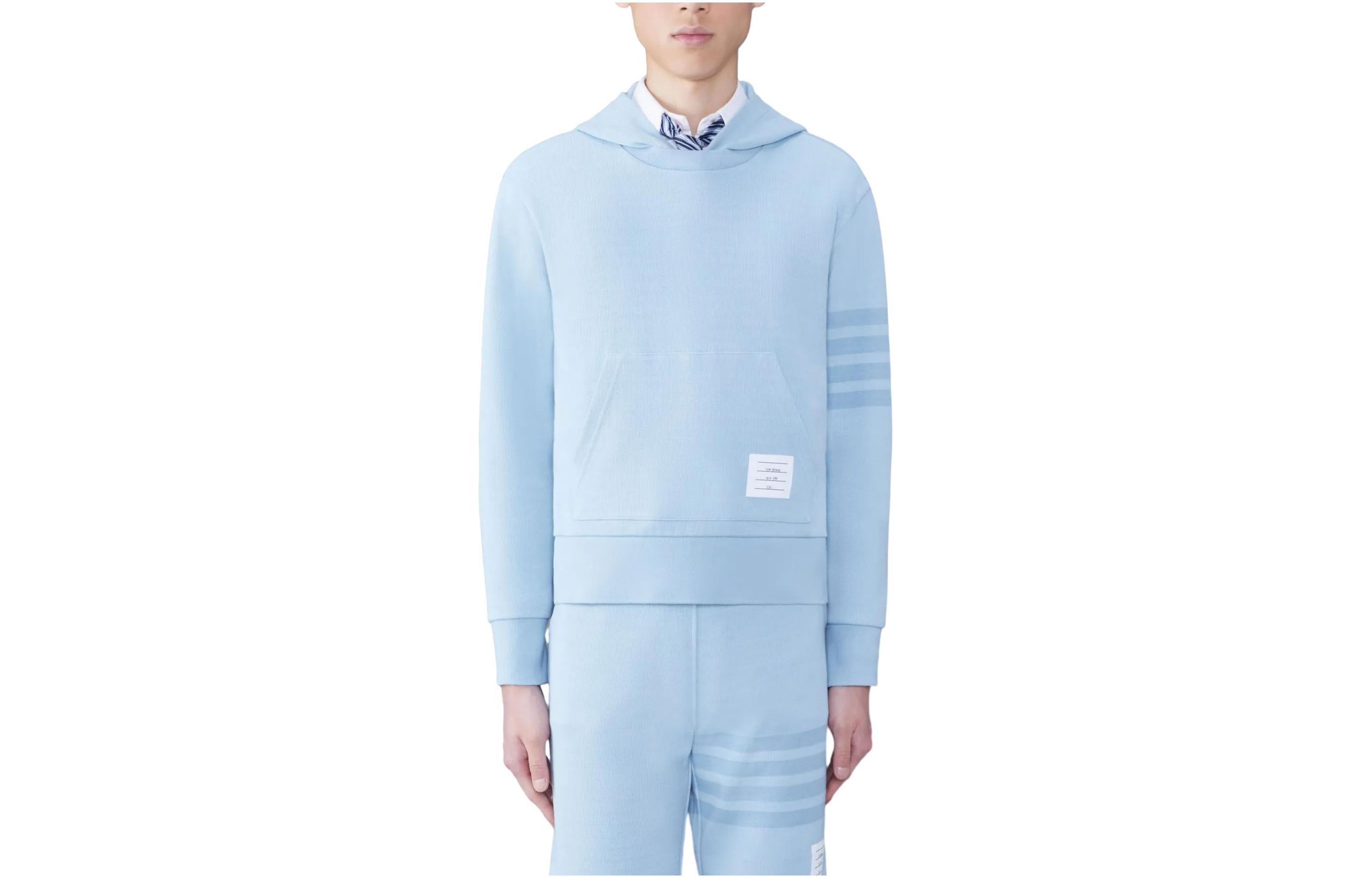 Order Sudadera Thom Browne SS24 Ether Blue Serie Año Nuevo con Logo de 4 Rayas. MJT414A-J0051-480