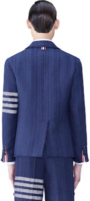 Thom Browne SS24 Four-Stripe Tweed Pocket Blazer - Blue. MJU505T-F0513-415 Shop Thom Browne SS24 Four-Stripe Tweed Pocket Blazer - Blue. MJU505T-F0513-415