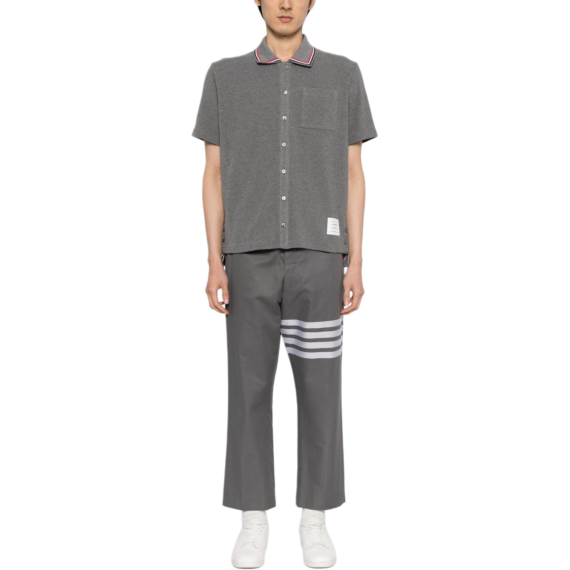 Thom Browne SS24  Gray Striped Short-Sleeve Shirt with Notched Collar. MJS241A-J0114-035 圖 3