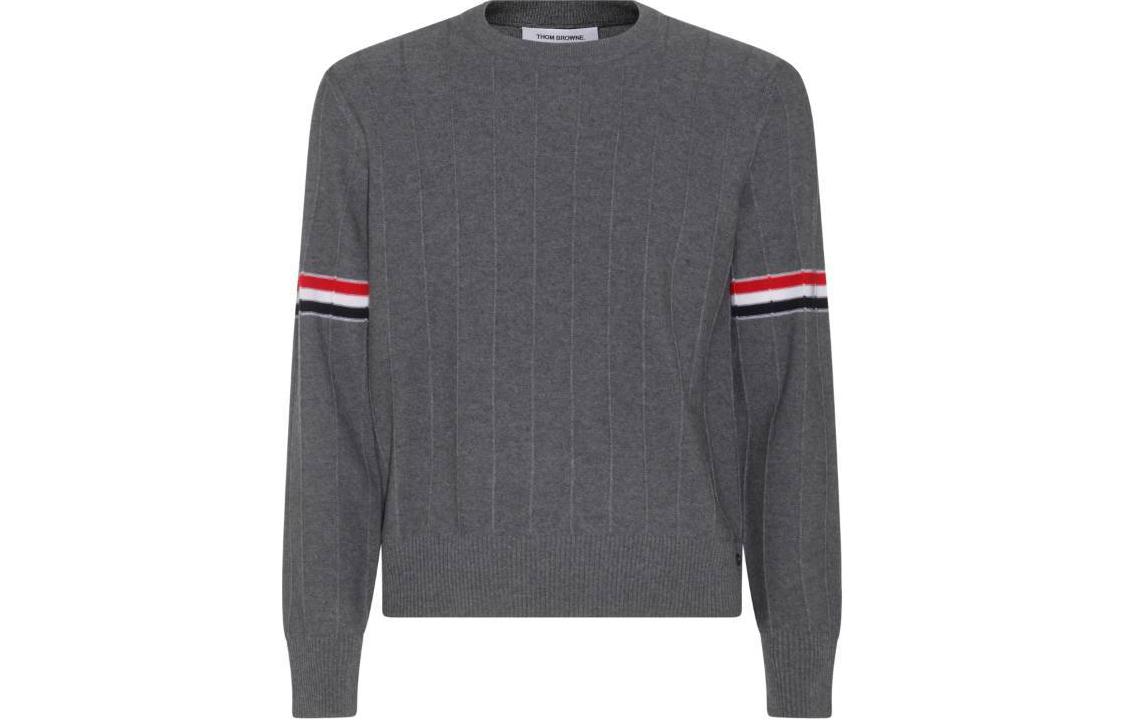 Thom Browne SS24  Grey Merino Wool Crewneck Sweater with Arm Stripes. MKA496A-Y1002-035 圖 2