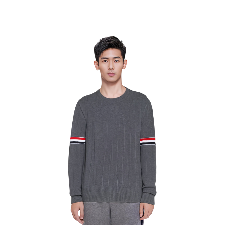 Thom Browne SS24  Grey Merino Wool Crewneck Sweater with Arm Stripes. MKA496A-Y1002-035 圖 4