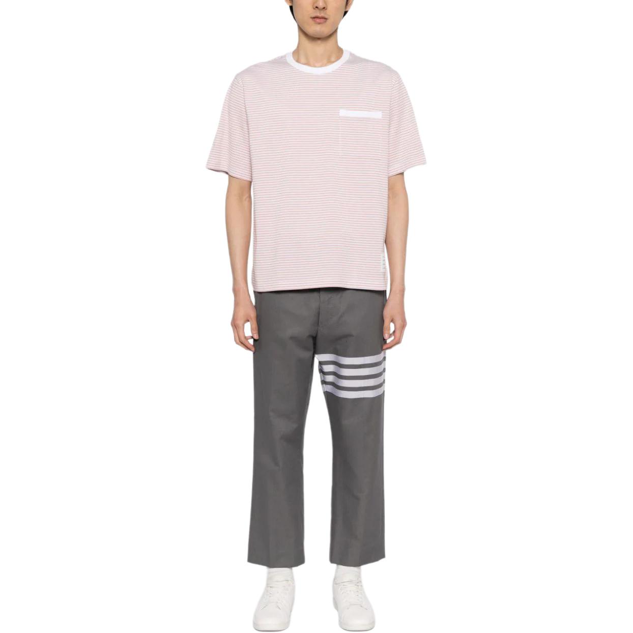 THOM BROWNE SS24  Loose Fit Striped Pink Crewneck T-Shirt. MJS244A-J0115-825 圖 3