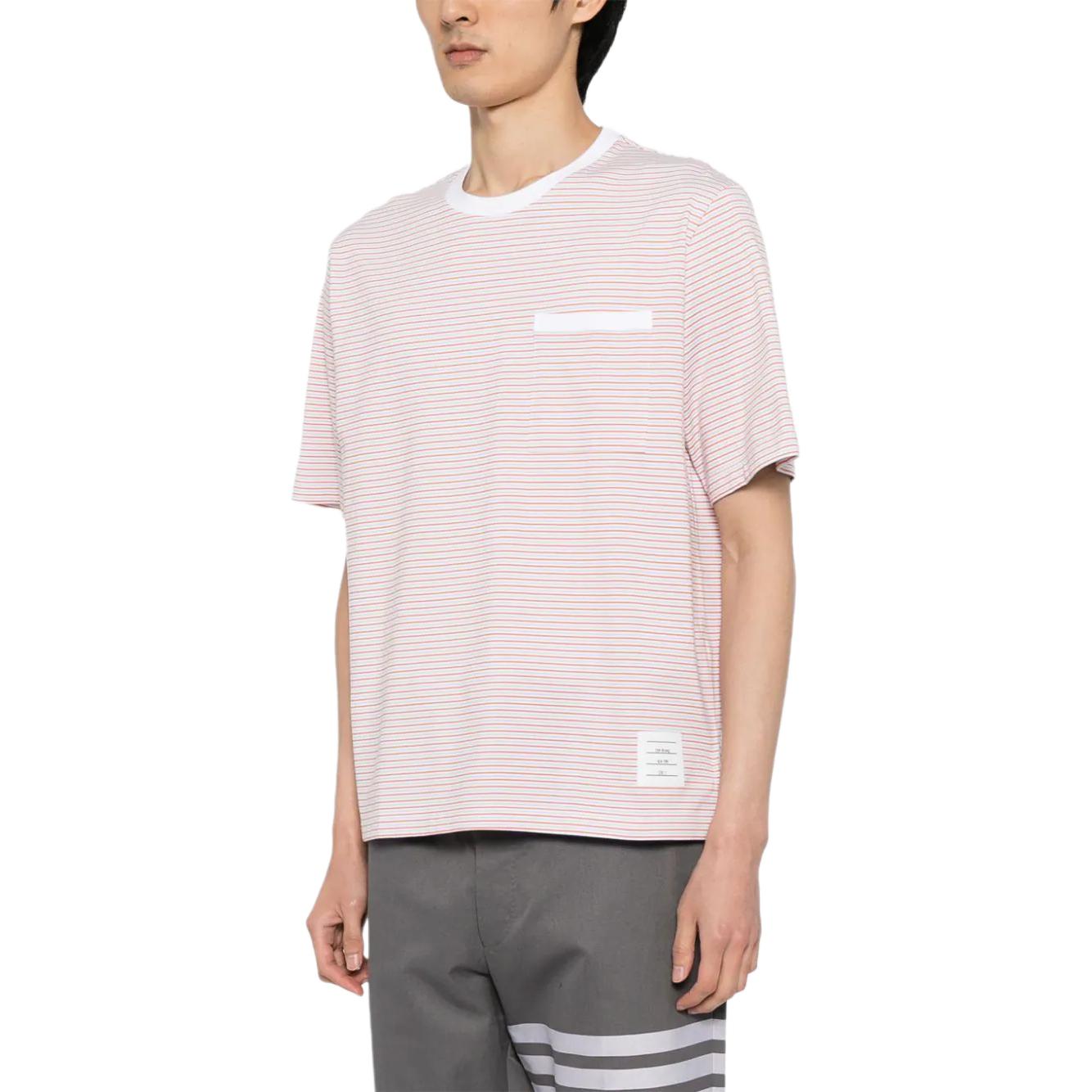 THOM BROWNE SS24  Loose Fit Striped Pink Crewneck T-Shirt. MJS244A-J0115-825 圖 5