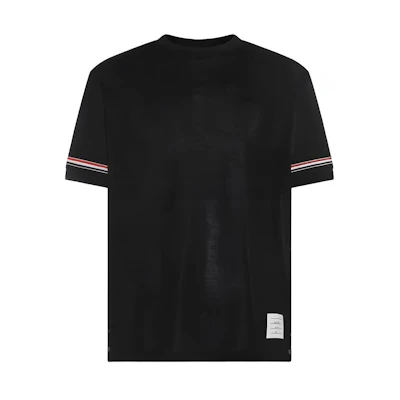 THOM BROWNE SS24 Navy Blue Striped Crewneck Short Sleeve T-Shirt MJS247A-J0129-415