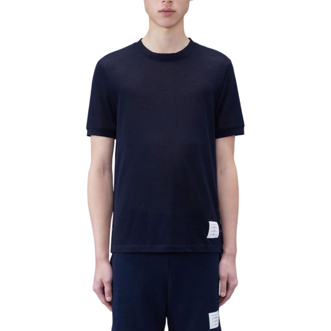 THOM BROWNE SS24  Navy Blue Striped Crewneck Short Sleeve T-Shirt MJS247A-J0129-415 圖 4
