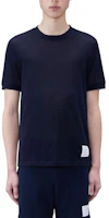 Shop THOM BROWNE SS24 海軍藍條紋短袖圓領T恤 MJS247A-J0129-415