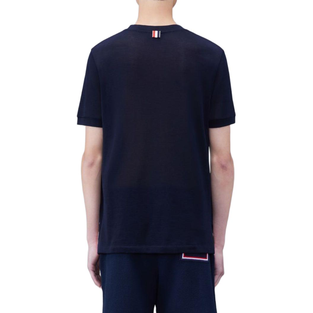 THOM BROWNE SS24  Navy Blue Striped Crewneck Short Sleeve T-Shirt MJS247A-J0129-415 圖 5