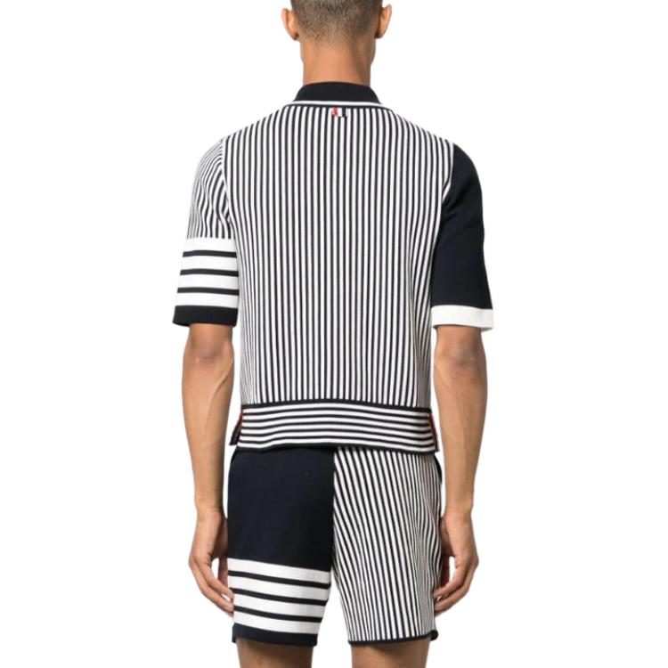Thom Browne SS24  Navy Blue Striped Polo Shirt Short Sleeve Fit. MKP113F-Y3007-415 圖 3
