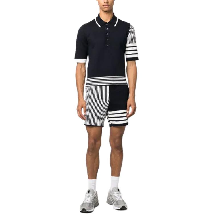 Thom Browne SS24  Navy Blue Striped Polo Shirt Short Sleeve Fit. MKP113F-Y3007-415 圖 4