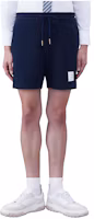 Order THOM BROWNE SS24 Navy Blue Textured Cotton Casual Shorts. MJQ188A-J0114-415