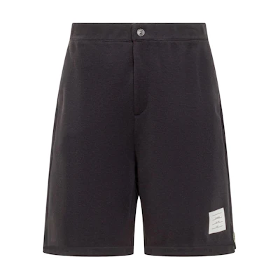 THOM BROWNE SS24 Navy High-Waisted Straight Casual Shorts with Pocket Logo MJQ189AJ0020415