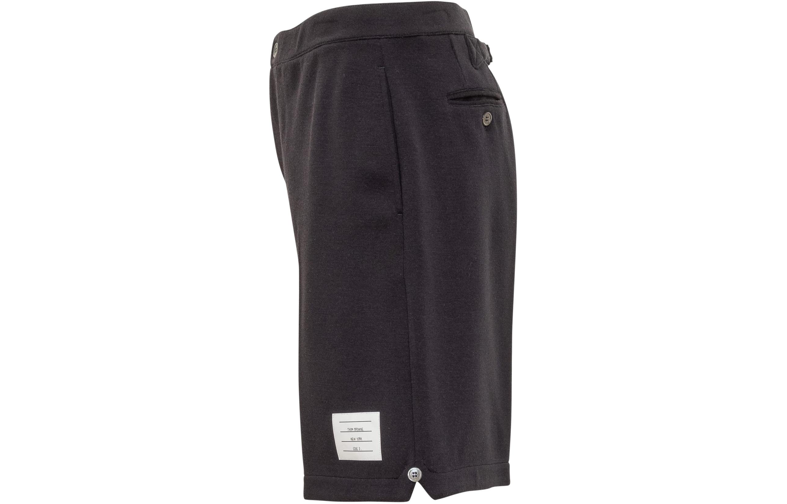 THOM BROWNE SS24  Navy High-Waisted Straight Casual Shorts with Pocket Logo MJQ189AJ0020415 圖 4