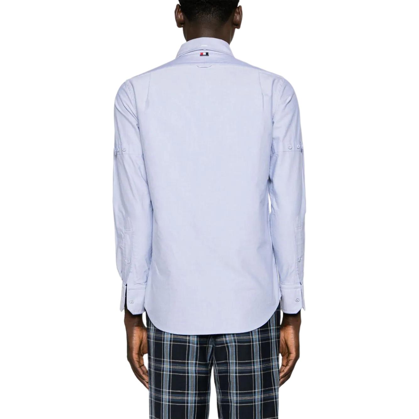 THOM BROWNE SS24  Slim-Fit Button-Up Shirt Blue MWL403O-F0313-480 圖 4