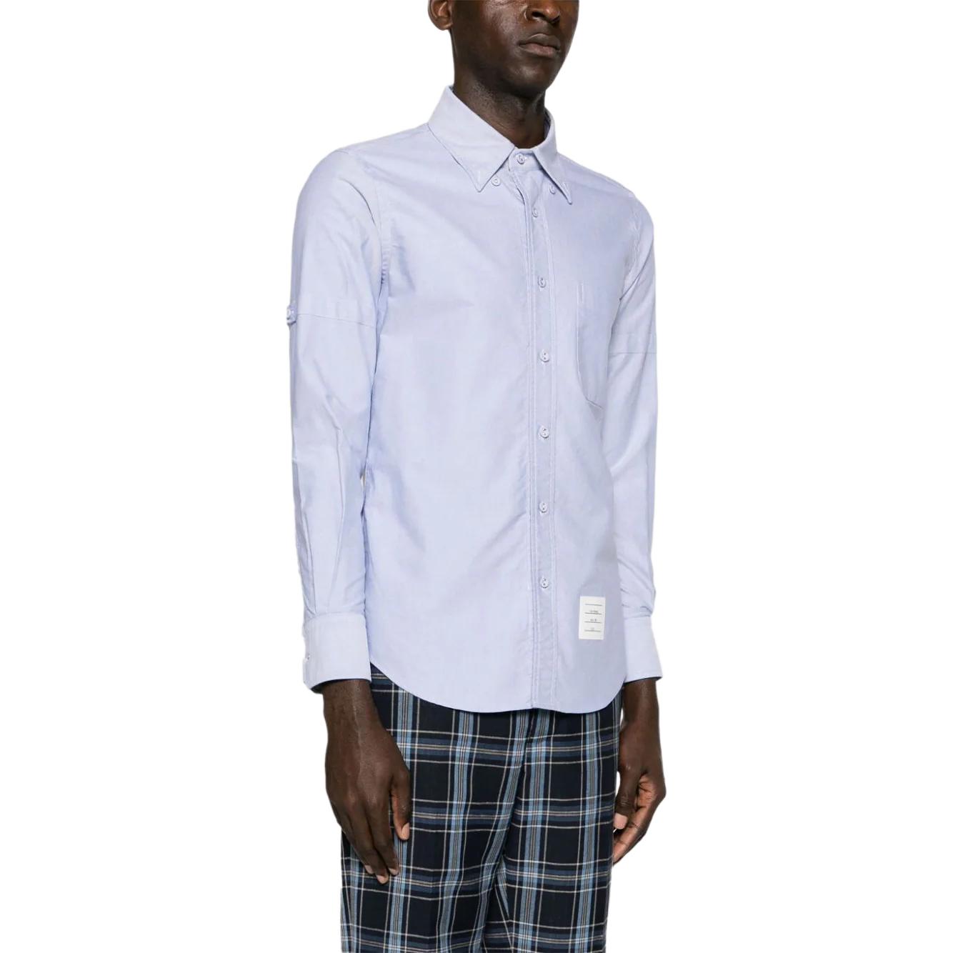 THOM BROWNE SS24  Slim-Fit Button-Up Shirt Blue MWL403O-F0313-480 圖 5