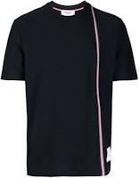 THOM BROWNE SS24 Stripe Crewneck Casual T-Shirt Navy Blue MJS252A-J0138-415 THOM BROWNE SS24 Stripe Crewneck Casual T-Shirt Navy Blue MJS252A-J0138-415