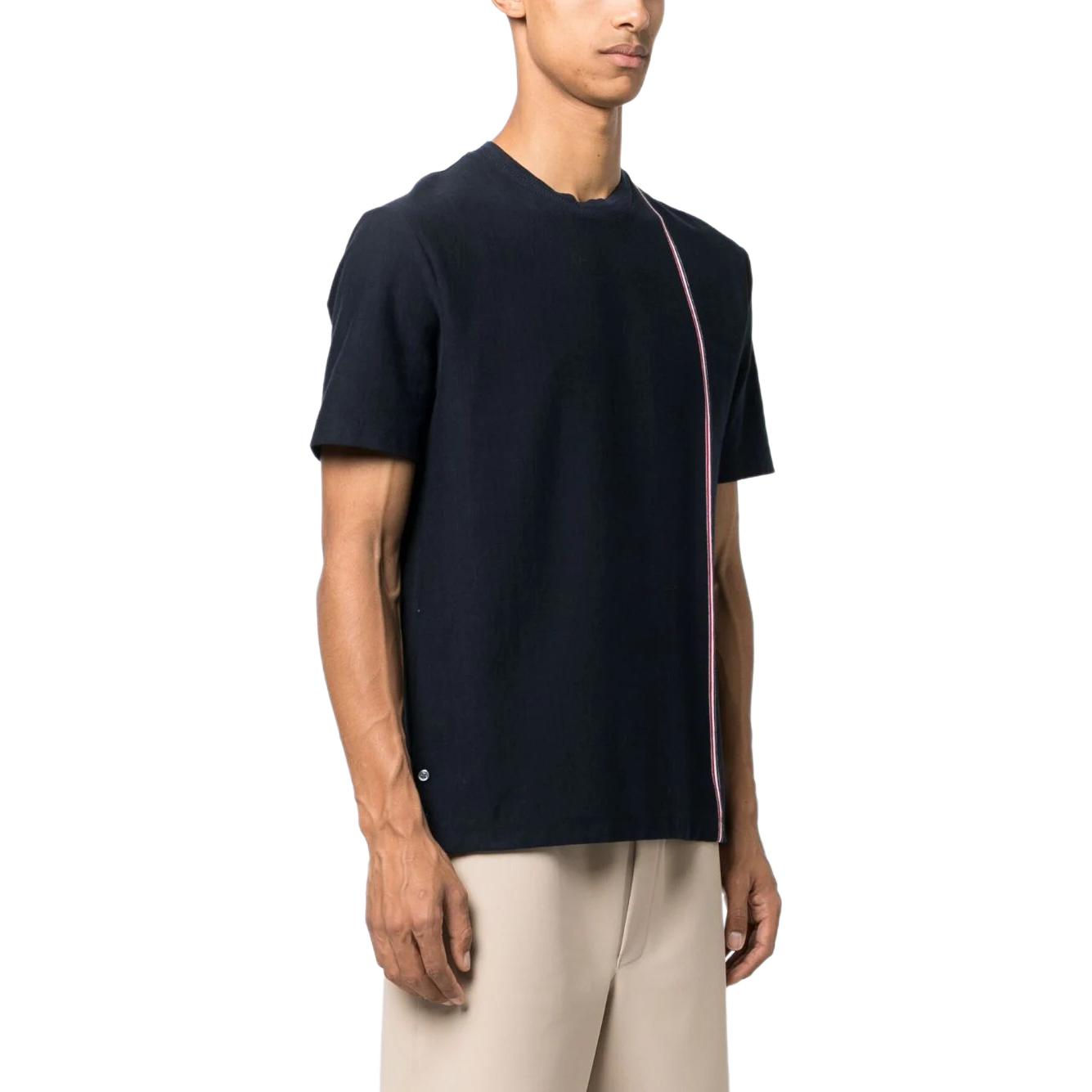 Purchase THOM BROWNE SS24 Camiseta Casual Cuello Redondo a Rayas Azul Marino MJS252A-J0138-415