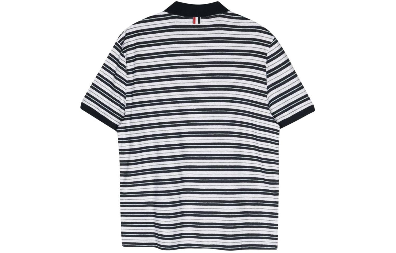 THOM BROWNE SS24  Striped Color Block Polo Shirt Black White Short Sleeve MJP191A-J0120-415 圖 3