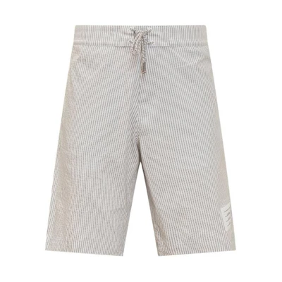THOM BROWNE SS24 Striped Colorblock Casual Shorts Grey White MTT029AF0009-035