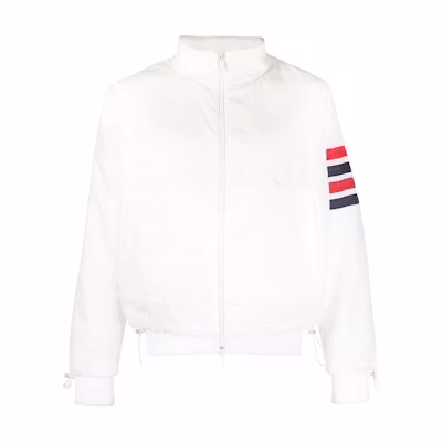 Thom Browne SS24 White 4-Bar Long Sleeve Jacket Outerwear. MJT425A-F0517-100