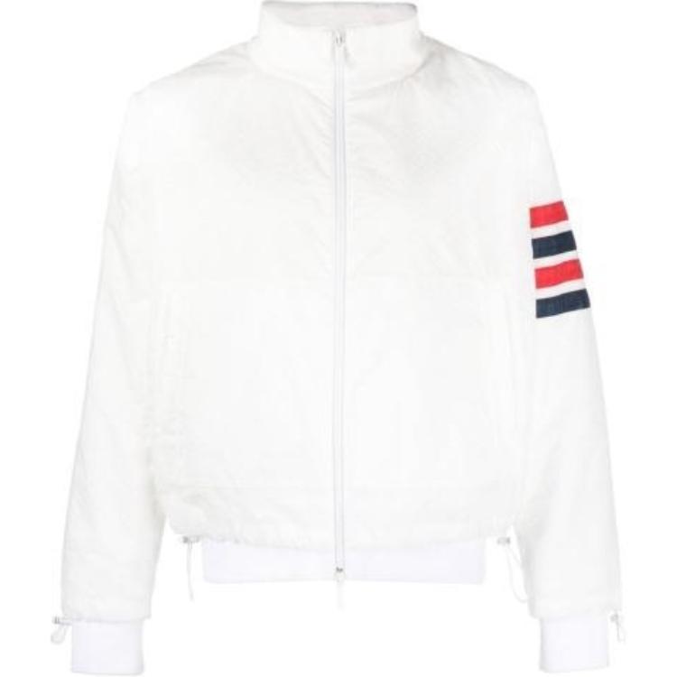 Order Thom Browne SS24  White 4-Bar Long Sleeve Jacket Outerwear. MJT425A-F0517-100