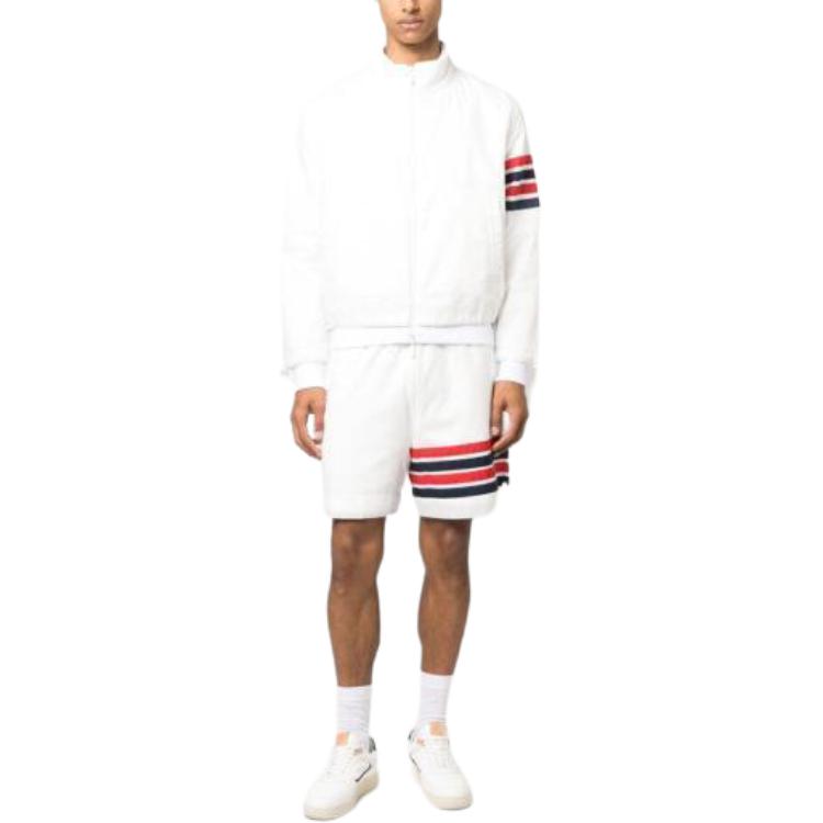 Lookbook Thom Browne SS24  White 4-Bar Long Sleeve Jacket Outerwear. MJT425A-F0517-100