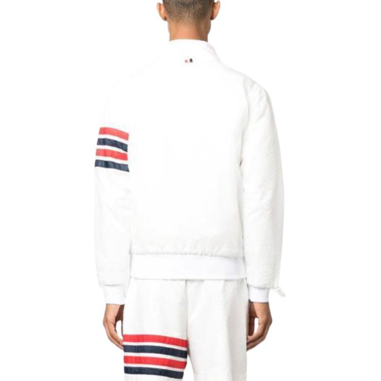 Shop Thom Browne SS24  White 4-Bar Long Sleeve Jacket Outerwear. MJT425A-F0517-100