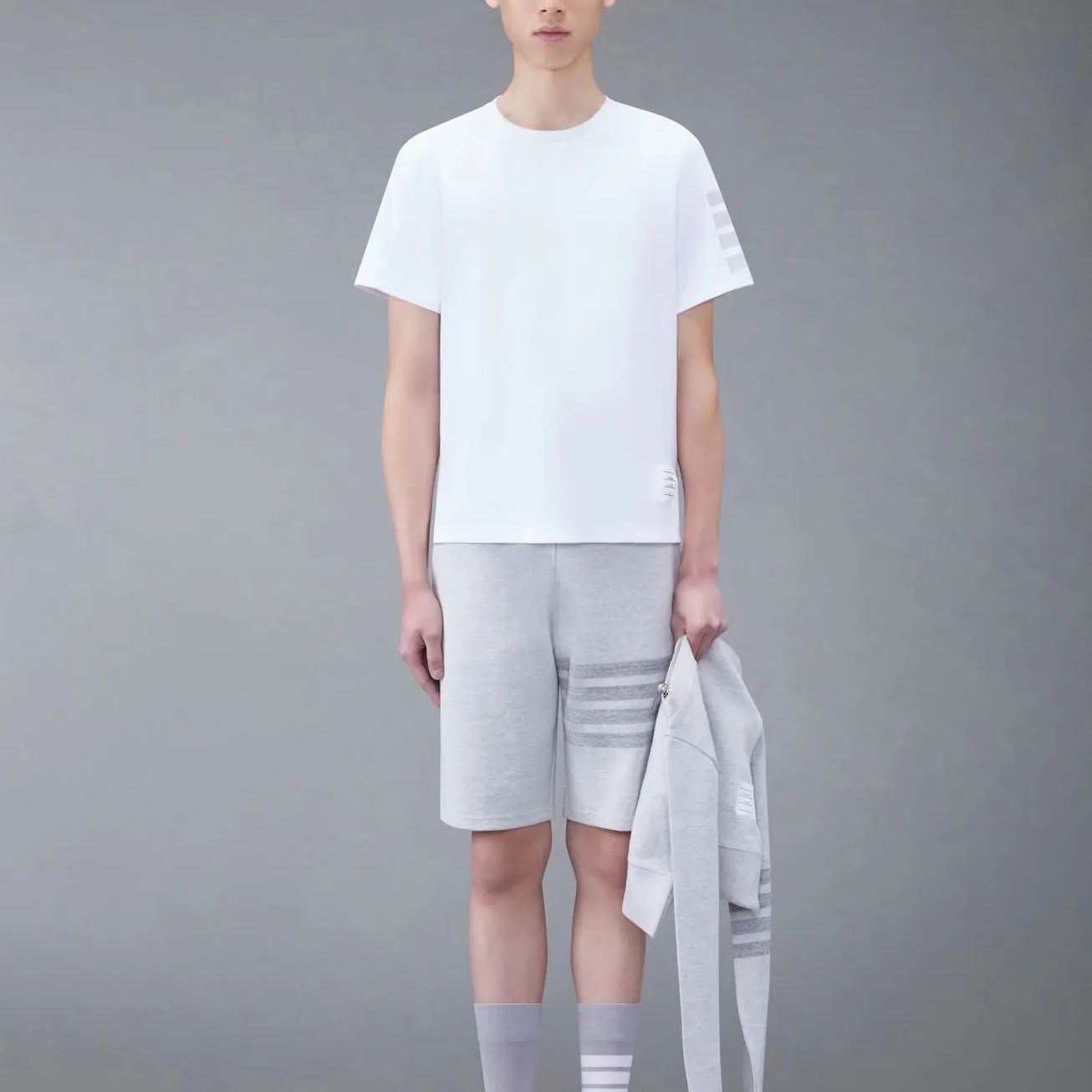 THOM BROWNE SS24  White 4-Bar Stripe Crewneck T-Shirt. MJS246A-07323-100 圖 3