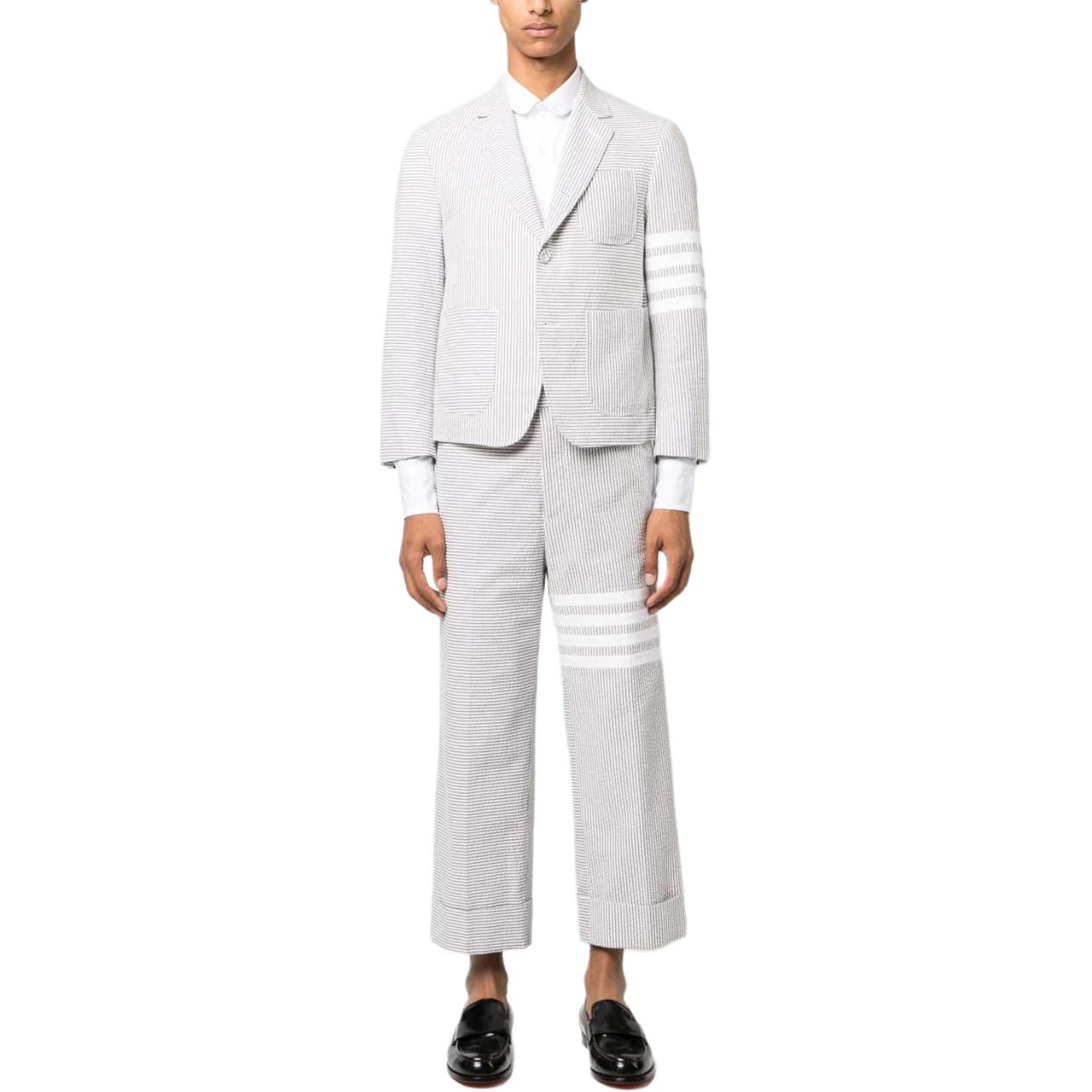 Lookbook THOM BROWNE SS24 白色經典四條紋直筒長褲. MTC223F00572035